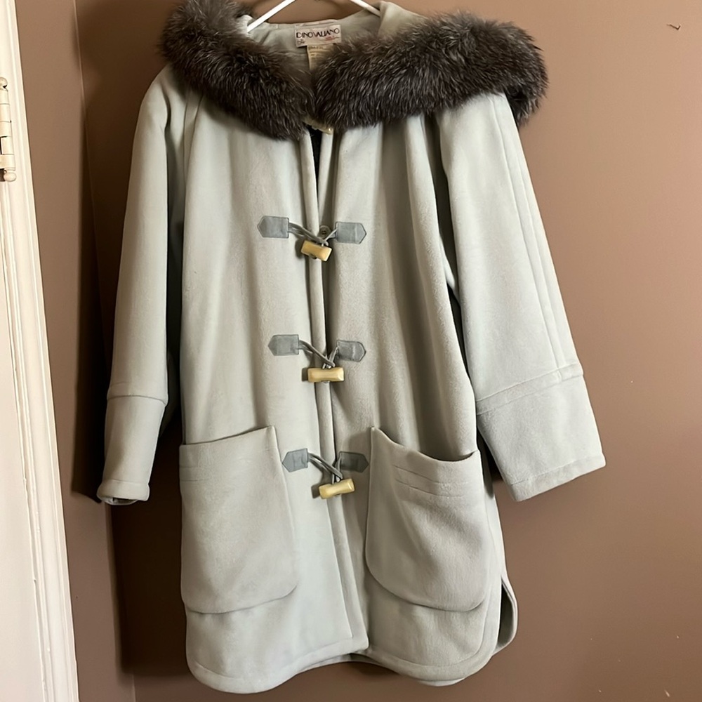 😄Dino Valiano Wool/angora/cashmere Fur Collar Coat